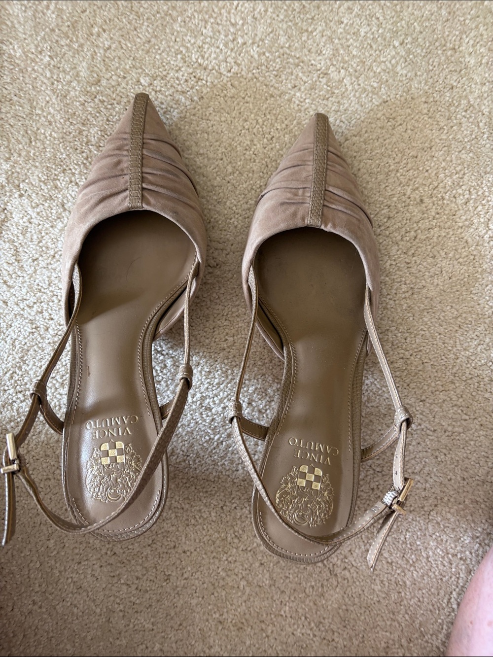 Vince Camuto Women's Taupe Suede Pointed Slingback Flats